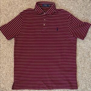 Polo Ralph Lauren Men's Burgundy and White Striped Polo
